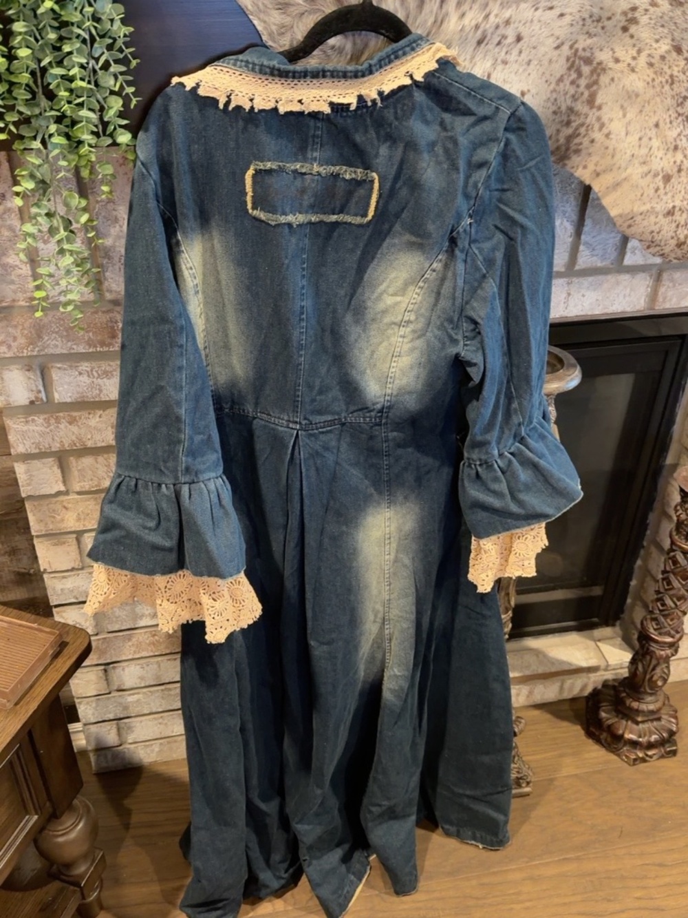Jaded Gypsy Boho Western Denim Lace Duster Jacket L/XL NWT - Picture 2 of 5